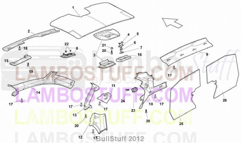 2007 Lamborghini MURCIELAGO LP 640 COUPE JAPAN PASSENGER COMPARTMENT TRIMS (863.03.00)